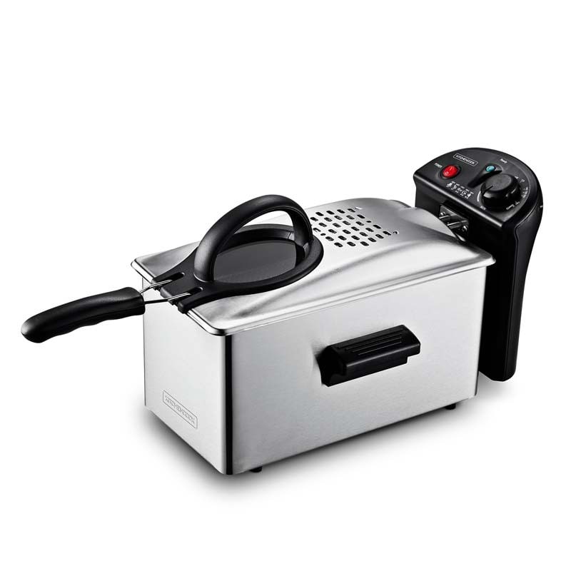Kitchencook - Friteuse 3l Inox Semi Pro - 2100w - Couvercle Avec Fenêtre - Rangement Compact - Pieds Antidérapants