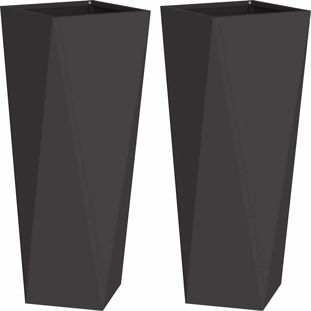vidaXL Pflanzkübel 2 pcs Schwarz 30 x 30 x 75 cm Stahl