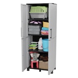 thumbnail of Armoire de rangement 2 portes 4 Etagères Grise 68 x 37 x H169 cm 4 pieds INTEC