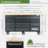 thumbnail of Werkstattwagen Deluxe XXL 160x91cm 20 Schubladen gefüllt 254tlg CRV Anthrazit Werkzeugwagen Hartholz