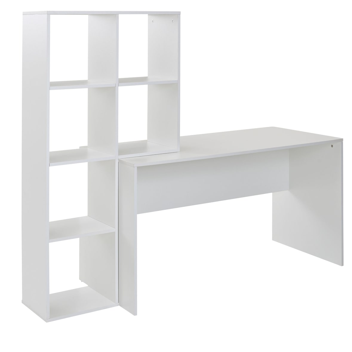 Schreibtisch mit Regal Weiß 170x59x143,5 cm Bürotisch Modern, Laptoptisch mit 6 Ablagen, Homeoffice Computertisch mit