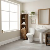 thumbnail of Relaxdays Badezimmerschrank mit Tür, HBT: 167x30x40 cm, 6 Fächer, Toilettenschrank, hoch, schmal, Bad Hochschrank, braun