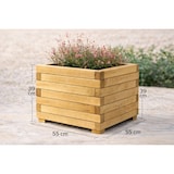 thumbnail of Jardinera cuadrada de madera de pino tratada exterior con malla geotextil 55x55x39 cm 72 L