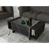 thumbnail of Dmora Wohnzimmertisch Dpagliar, Niedriger Wohnzimmertisch, Kaffeeregal, Couchtisch für Sofa, 104x60h37 cm, Schwarz und Gold