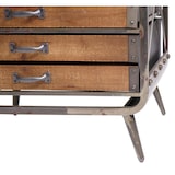 thumbnail of Hoge kast HWC-F91, apothekerskast woonkamerkast, industrieel dennenhout metaal 128x60x33cm, bruin-zwart