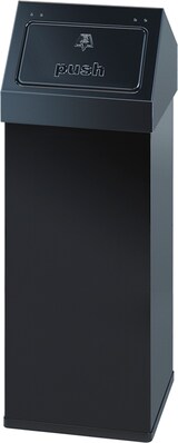 thumbnail of PROREGAL Eckiger Aluminium Abfallbehälter Haiti mit Push-Deckel | 110 Liter, HxBxT 100x39x39cm | Schwarz