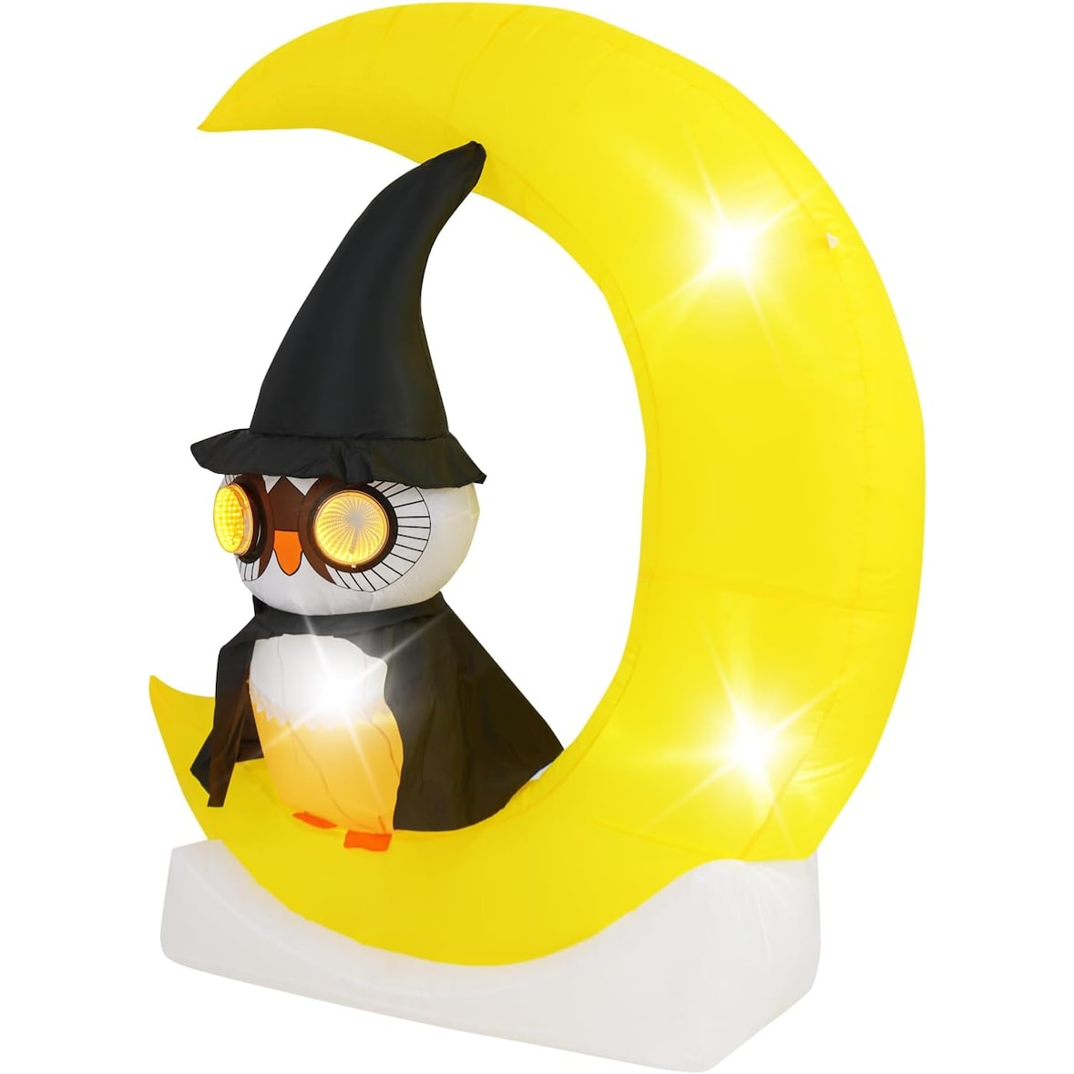 COSTWAY 155 cm Halloween-Dekoration, für den Außenbereich, aufblasbare LED-Eulen auf dem Mond, gruselige Halloween-Dekoration für zu Hause