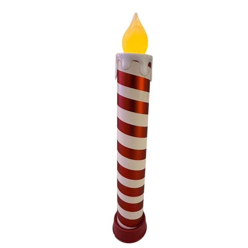 Bougie Géante Rouge 67cm Avec Guirlande Électrique - Déco Noël Art Déco