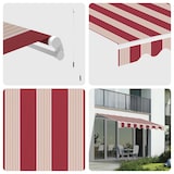 thumbnail of Wasabi - Toldo Exterior Enrolável 4x2,5 Listras Granate - Lona Poliéster – Estrutura Alumínio Inclinável Regulável