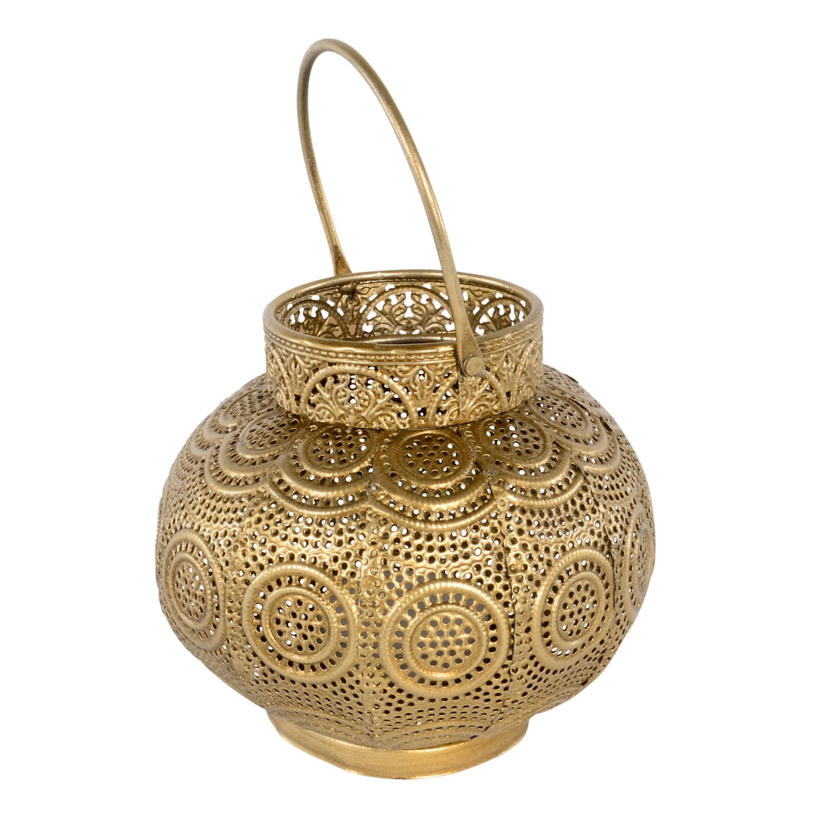 Windlicht Laterne Metall 15x15x15cm Orientalisch Gold zum Aufhängen Dekoration