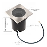 thumbnail of LED Bodenleuchte Bodeneinbauleuchte Bodenstrahler Befahrbar Edelstahl Rostfrei Eckig mit GU10 Fassung | 130 x 130 x 129mm (B. x L. x H.)