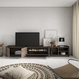 thumbnail of TV-Meubel, Lowboard, Woonkamer, Eetkamer, 310x50x37 cm, Voor tv's tot 80", Elektrische haard, Moderne stijl, Donkere eik en Zwart