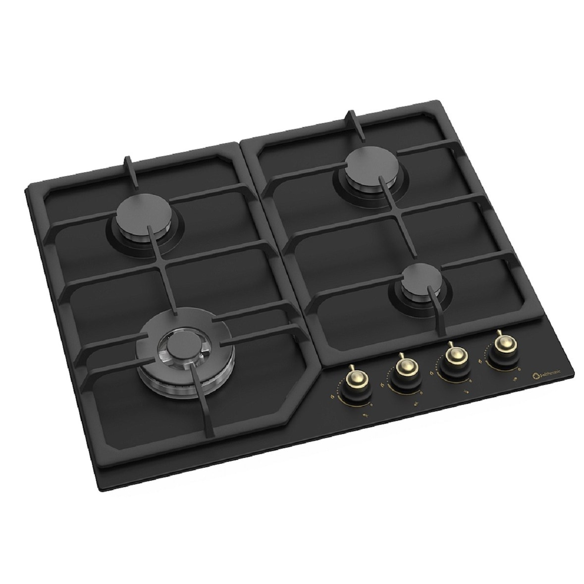 Solthermic Sa022W Placa de Gás Preto Controles Dourados / 60 Cms. / 4 Queimadores / Grelhador em Ferro Fundido / Gás Butano e Gás de Cidade