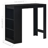thumbnail of vidaXL Bartisch mit Regal Schwarz 110 x 50 x 103 cm