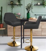 thumbnail of CHEFGASTRO 2er Set Barhocker CARTAGENA Gold Stoff HxBxT 89x51x52cm Stoff Schwarz Barstuhl