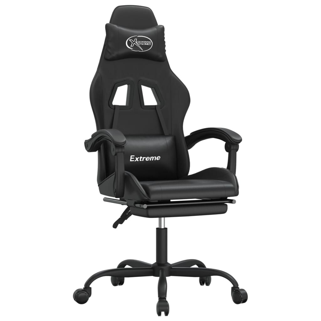 vidaXL Gaming-Stuhl mit Fußstütze Schwarz Kunstleder