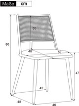 thumbnail of Esszimmerstuhl Set 2 Schwarz 80x48x46 cm mit Rattan Rückenlehne und PU Sitzkissen, Metallgestell, leichtes modernes Design für Essbereich