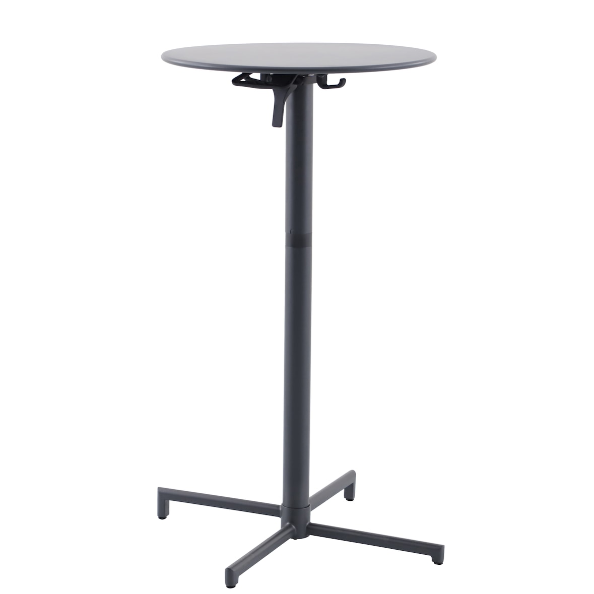 METRO PROFESSIONAL Table haute pliante SOFIA, acier, Ø 60 cm, hauteur réglable, ronde, gris foncé