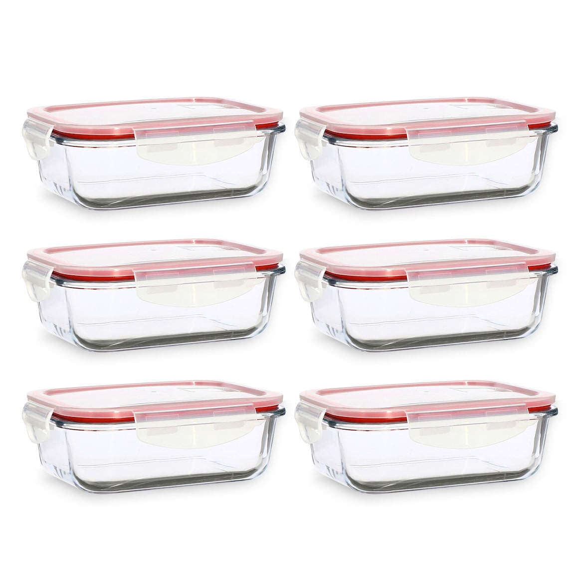 Menastyl - Lot 6 boites hermétiques rectangulaire clémentine 630ml en verre