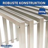 thumbnail of DanDiBo Sitzhocker Edelstahl Modern Wetterfest Metall Massiv 96643 Sitzbank 60 cm Outdoor Garten Hocker Lamellenbank Lamellenhocker