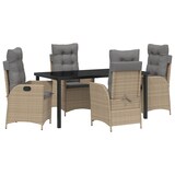 thumbnail of vidaXL 5-teiliges Garten-Ess-Set mit Kissen in Beige aus Poly-Rattan