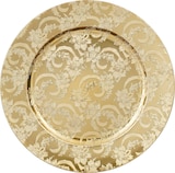 thumbnail of Dekoteller 33cm Kunststoff glänzend Platzteller Blumenornament Muster Tischdeko Unterteller Weihnachten Hochzeit Jubiläum Weihnachtsteller Gold