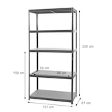 thumbnail of HWC-E33, estantería para sótano, acero 875kg, 5 estantes ~ galvanizado 200x100x60cm.