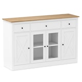 thumbnail of Helloshop26 - Aparador de 140 cm com 3 gavetas e 3 armários com portas de vidro para uma sala de jantar moderna feito de MDF branco 20_0018925