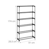 thumbnail of Relaxdays Blumenregal, 6 Ablagen, Blumen- & Pflanzentöpfe, Metall & Kunststoff, HBT: 174x91x28 cm, Kräuterregal, schwarz