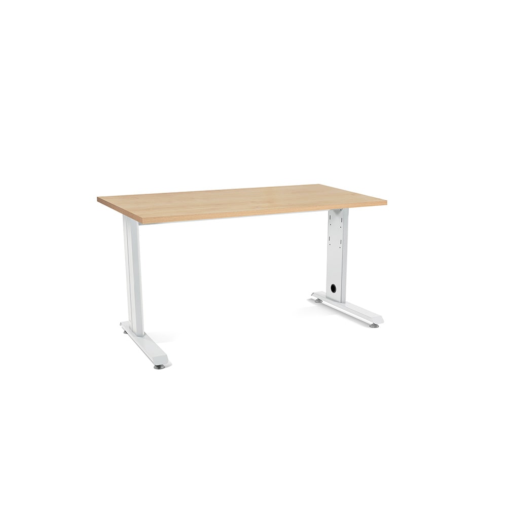 Rocada mesa secretária série Metal 140x80cm branco / carvalho