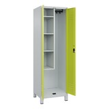 thumbnail of C+P Aufbewahrungs Doppel-Spind Classic PLUS, Füßen, 2 Abteile, 4 Fachböden, HxBxT 195x60x50cm, Zylinderschloss, Hellgrau/Clowngrün von PROREGAL