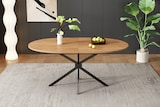 thumbnail of Esstisch oval 120x80x76  Natur MDF Tischplatte mit Metall Kreuzbeinen stabil und pflegeleicht für 4 bis 6 Personen modernes Design