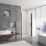 thumbnail of AICA Mampara de ducha frontal abatible perfil negro mate vidrio antical 8mm (787-817)x2000mm