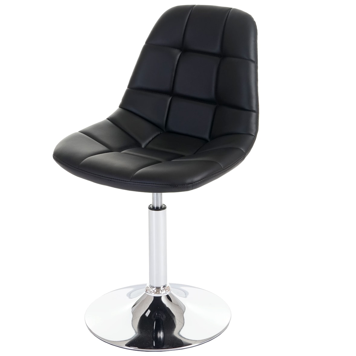 Lot de 2 chaises de salle à manger HWC-A60, chaise pivotante, chrome ~ similicuir noir