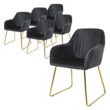 thumbnail of ML-Design – Esszimmerstühle 6er Set Grau | Samt Sitzfläche, Rücken- & Armlehnen, Goldbeine, ergonomische Esszimmer- & Küchenstühle