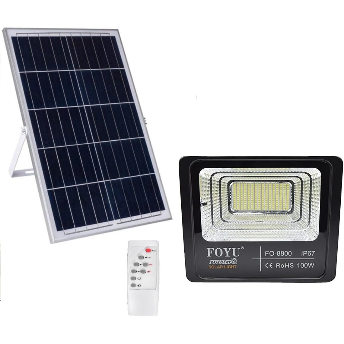 Refletor solar LED para exterior luz branca 6500K com temporizador de controle remoto de 224 LEDs e sensor de economia de energia A (100W)