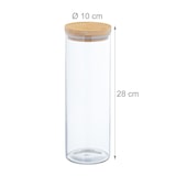 thumbnail of Relaxdays Vorratsgläser mit Bambusdeckel, 3er Set, runde Vorratsdosen aus Glas, 1600 ml, luftdicht, transparent/natur