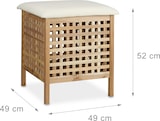 thumbnail of Relaxdays Badhocker Walnuss mit Wäschesammler, HBT:52x49x49cm, Sitzkissen Leinen, 52L Stauraum, Massivholz, natur/weiß
