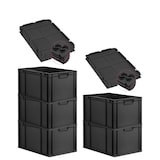 thumbnail of PROREGAL SparSet 5x Eurobox NextGen Grip mit Auflagedeckel & 4 schwarzen Verschlüssen, HxBxT 32x40x60cm, 65L, Schwarz, Griffe zu, Eurobehälter