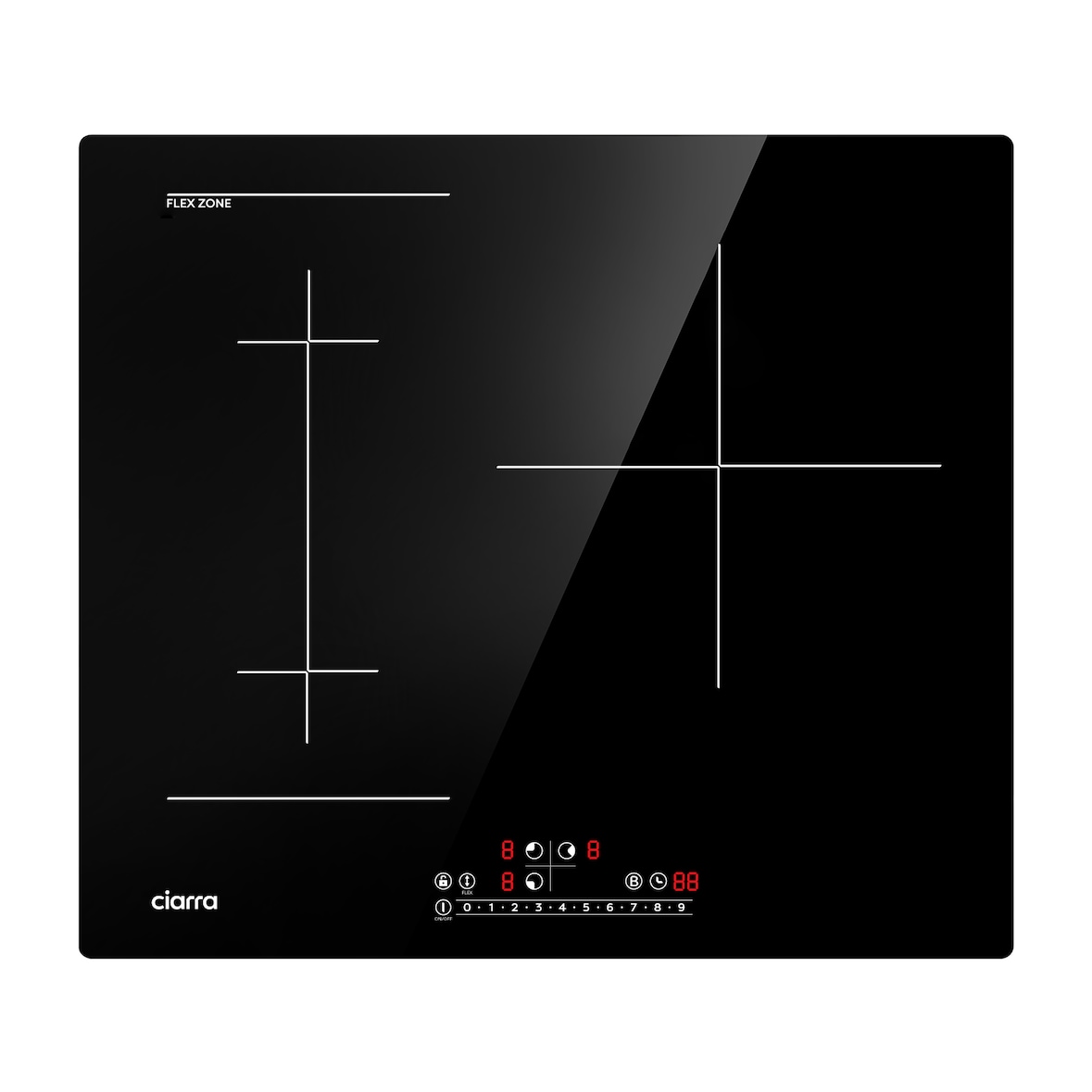 CIARRA Flex inductiekookplaat 60cm inbouwkookplaten 3-zone inductiekookplaat BOOST VM3BFBIH