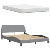 thumbnail of vidaXL Bett mit Matratze "Hanko" Hellgrau 140x200 cm Stoff
