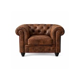 thumbnail of Chesterfield Stoel 1-Zits - Vintage Bruin - Suede Leer - Bank - Sofa - Fauteuil