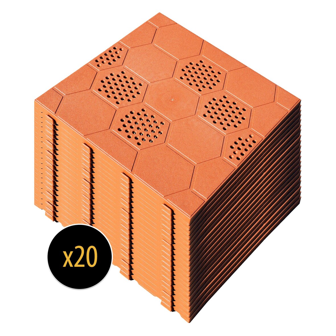 Artplast - Set di 20 Piastrelle in Plastica per Pavimenti Esterni 39x39x2,5 cm (totale: 3 m²) in Terracotta Collezione EASY