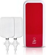 thumbnail of SET: Schaumseifenspender SENSOR, berührungslos Blanc Cosmos versch. Farben+2x 1-Liter Schaumseife mild - PRODUKTSET : Farbe - Rot / Weiß