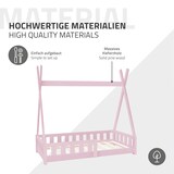 thumbnail of ML-Design Kinderbett Tipi 70 × 140 cm Rosa – Kiefernholz, mit Rausfallschutz & Lattenrost, Hausbett mit Zaun/Bodenbett