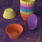 thumbnail of Intirilife 24 Stück Muffinform Cupcakeform - 7 x 3.2 cm - Wiederverwendbare bunte Silikon Formen antihaft Gefrierschrank- und Mikrowellengeeignet