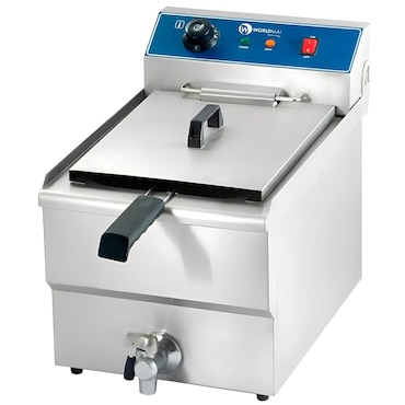 Freidora eléctrica profesional WORLDMAI de 13 litros para hostelería. Freidora industrial de sobremesa INOX para bar y restaurante.