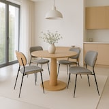 thumbnail of 2er-Set Esszimmerstuhl HWC-O45, Bugholz Stoff (370g/m²) Öko-Tex FSC®-zertifiziert ~ natur, hellgrau