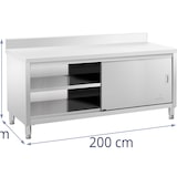 thumbnail of Royal Catering - RVS werkkast - ECO - 200 x 60 cm - 600 kg - achterwand -