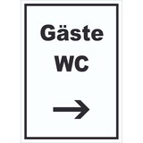 thumbnail of Gäste WC Schild mit Text und Richtungspfeil rechts Toilette hochkant A4 (210x297mm)